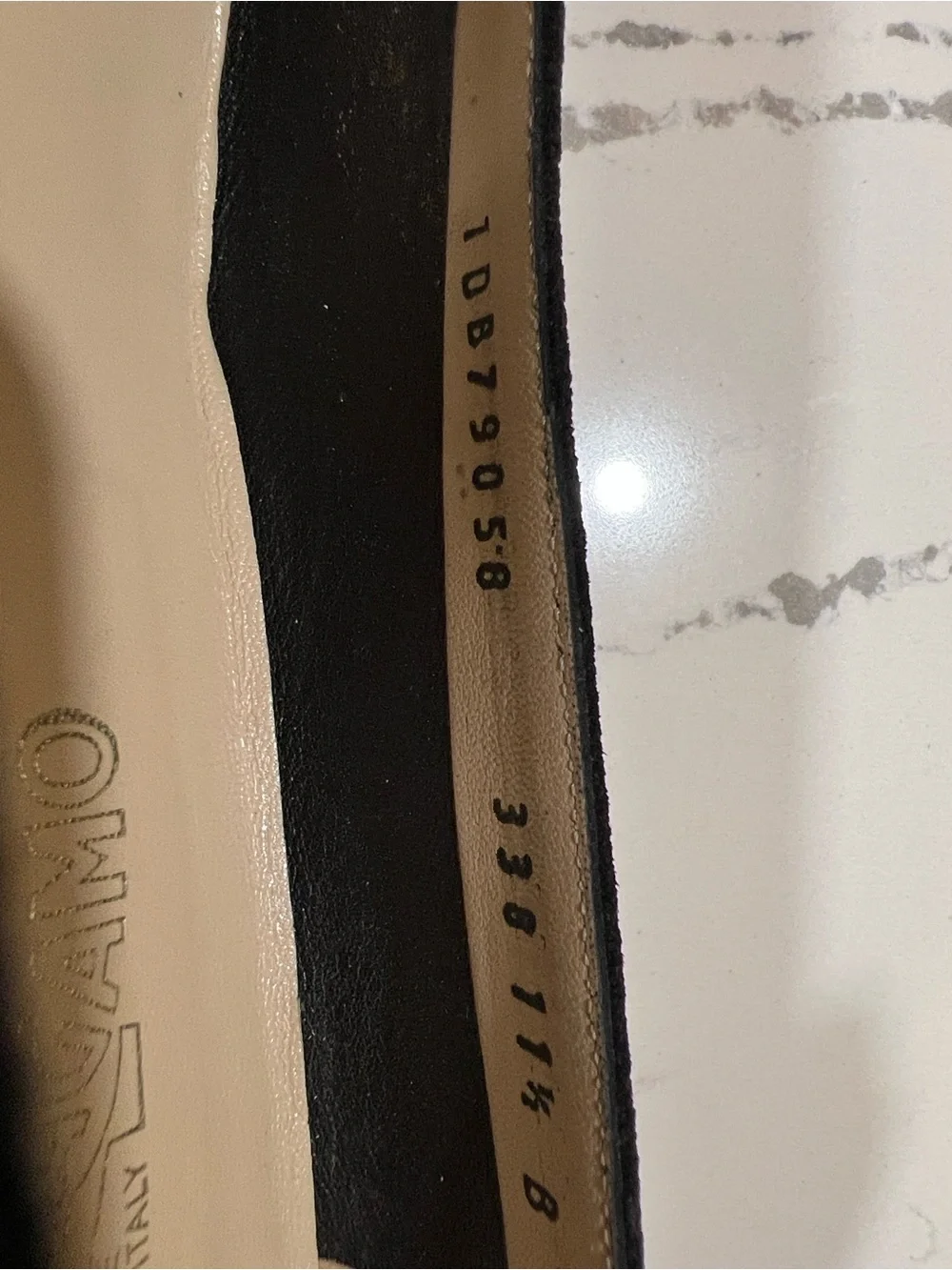 Salvatore Ferragamo Black Suede Vara Bow Pumps with Gold Hardware size W 11.5